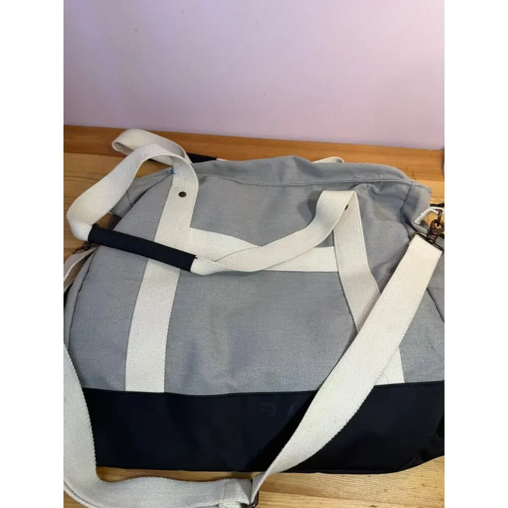Cutter & Buck Gray Cotton Canvas Weekender Travel Tote Bag Shoulder Strap